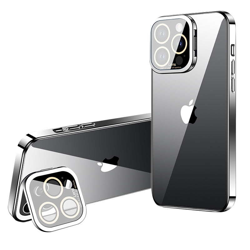 VOERO til iPhone 12 Pro galvanisering TPU-telefontaske Glaskamerafilm Kickstand Bagcover VOERO til iPhone 12 Pro galvanisering TPU-telefontaske Glaskamerafilm Kickstand Bagcover